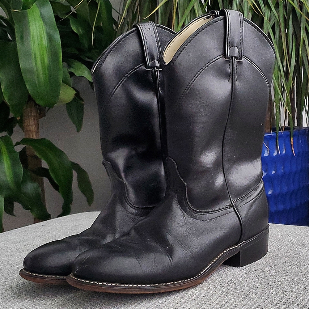 Laredo USA Made Black Leather Cowboy Boots